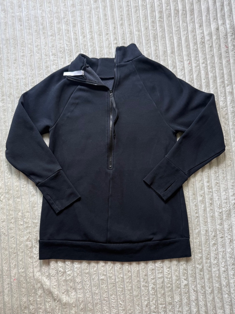 Fabletics Women's Fleece Sweatshirt Black M 1/2 Zip Pockets Pullover Long Sleeve